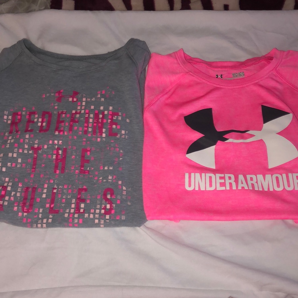 BUNDLE 2 youth girls large Under Armour tshirts